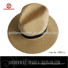 Paper panama hat with ribbon decoration